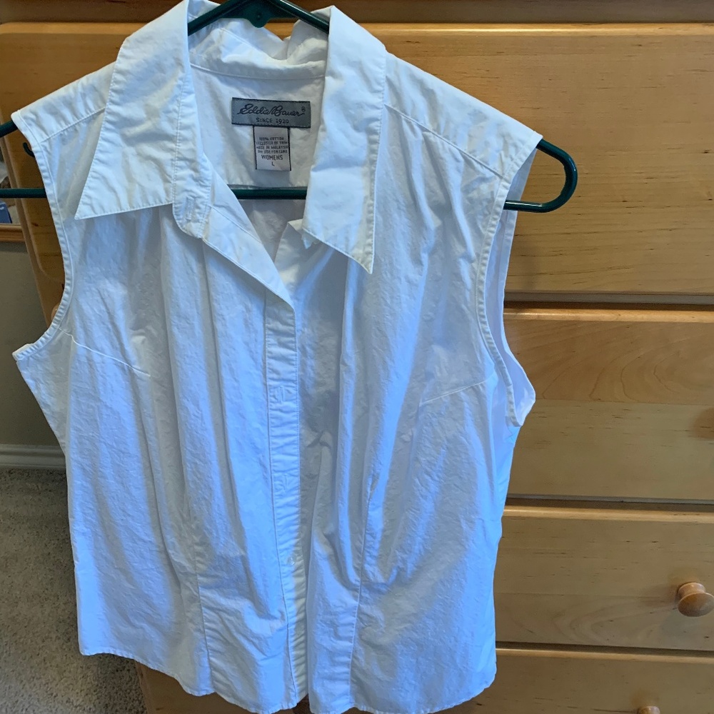 Eddie Bauer sleeveless white blouse